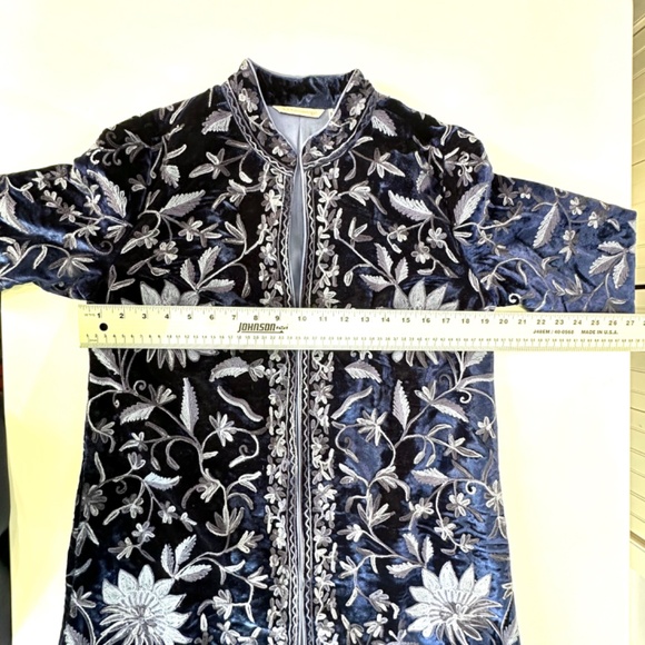 Soft Surroundings Blue Floral Embroidered Jacket - Picture 9 of 12